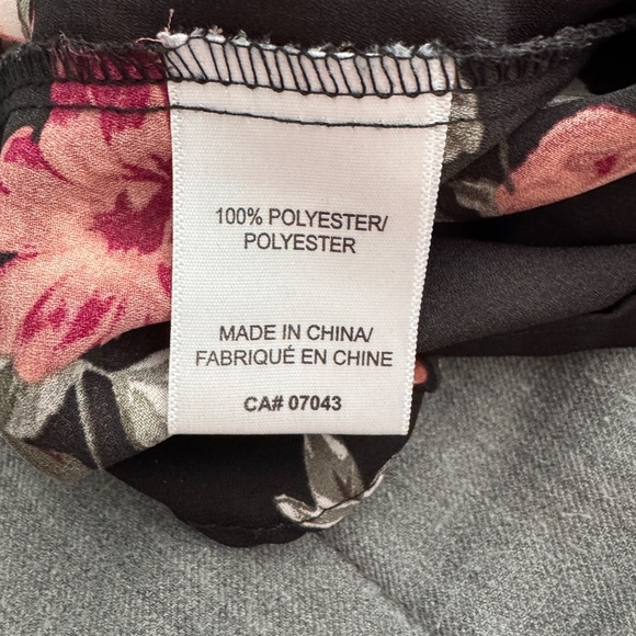 Stella Tweed 1/2 Zip Floral Long Sleeve Satin Peplum Blouse Black‎ Elastic Waist - Picture 9 of 16